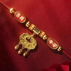 Fortune Jewel Red String Bead Fu Character Luck Adjustable Cats Dogs Pet Collar