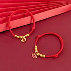 Fortune Jewel Red String Bead Yuanbao Fu Character Protection Adjustable Cats Dogs Pet Collar
