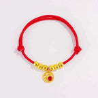 Fortune Jewel Red String Bead Yuanbao Fu Character Protection Adjustable Cats Dogs Pet Collar