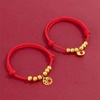 Fortune Jewel Red String Bead Yuanbao Fu Character Protection Adjustable Cats Dogs Pet Collar