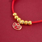 Fortune Jewel Red String Bead Yuanbao Fu Character Protection Adjustable Cats Dogs Pet Collar