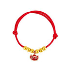Fortune Jewel Red String Bead Yuanbao Fu Character Protection Adjustable Cats Dogs Pet Collar