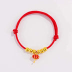 Fortune Jewel Red String Bead Yuanbao Fu Character Protection Adjustable Cats Dogs Pet Collar