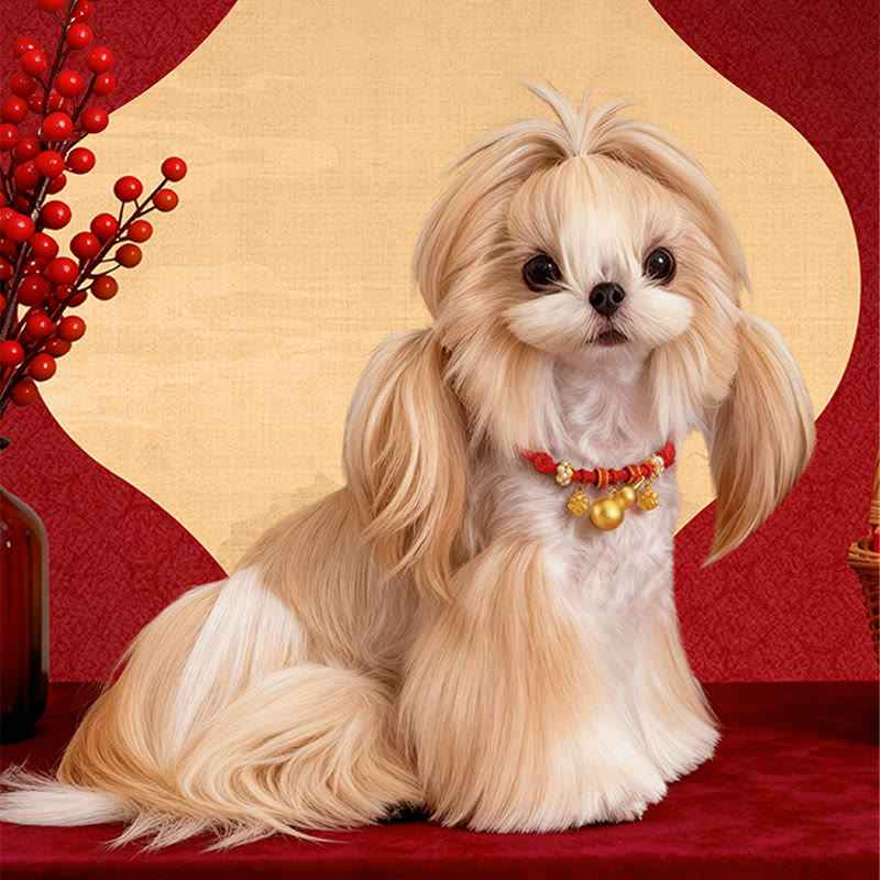 Fortune Jewel Red String Bead Compass Gourd Protection Adjustable Cats Dogs Pet Collar