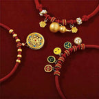 Fortune Jewel Red String Bead Compass Gourd Protection Adjustable Cats Dogs Pet Collar
