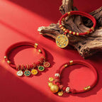 Fortune Jewel Red String Bead Compass Gourd Protection Adjustable Cats Dogs Pet Collar