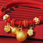 Fortune Jewel Red String Bead Compass Gourd Protection Adjustable Cats Dogs Pet Collar