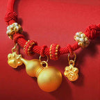 Fortune Jewel Red String Bead Compass Gourd Protection Adjustable Cats Dogs Pet Collar