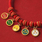 Fortune Jewel Red String Bead Compass Gourd Protection Adjustable Cats Dogs Pet Collar