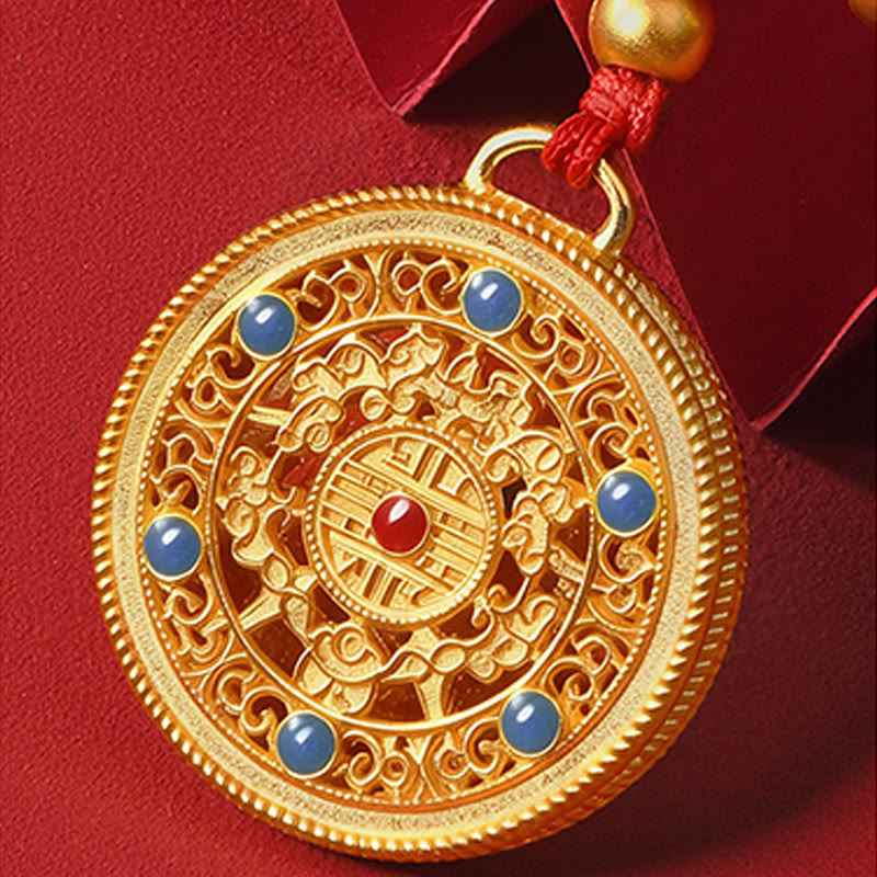 Fortune Jewel Red String Bead Compass Gourd Protection Adjustable Cats Dogs Pet Collar