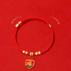 Fortune Jewel Red String Plaited Embroidery Tiger Fu Character Protection Adjustable Cats Dogs Pet Collar