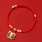 Fortune Jewel Red String Plaited Embroidery Tiger Fu Character Protection Adjustable Cats Dogs Pet Collar