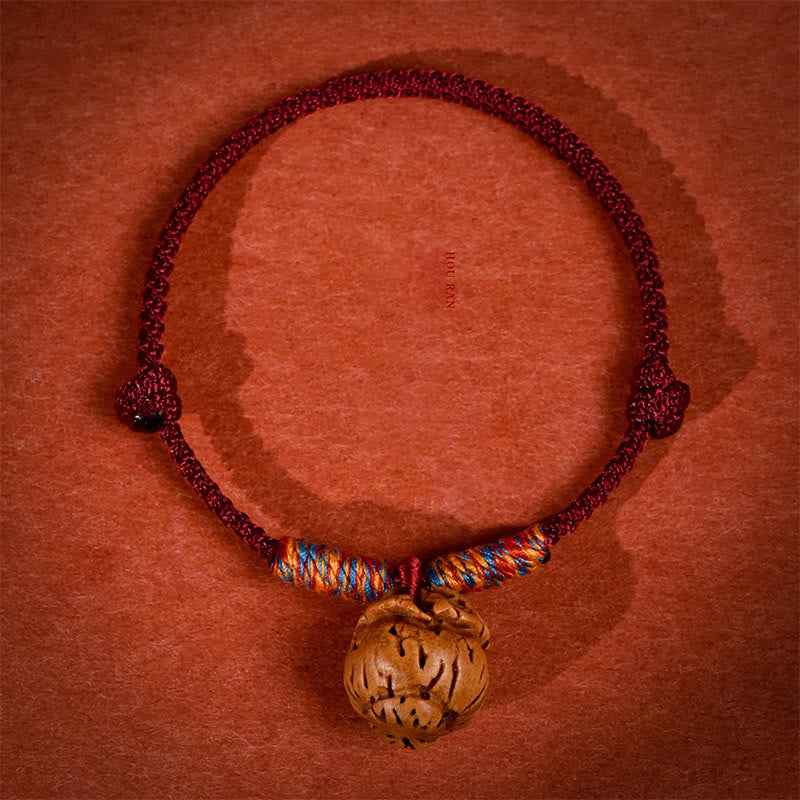 Fortune Jewel Plaited Peach Pit Red String Strength Adjustable Cats Dogs Pet Collar