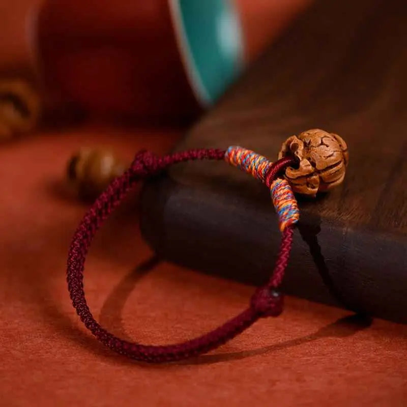 Fortune Jewel Plaited Peach Pit Red String Strength Adjustable Cats Dogs Pet Collar