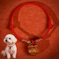 Fortune Jewel Plaited Peach Pit Red String Strength Adjustable Cats Dogs Pet Collar