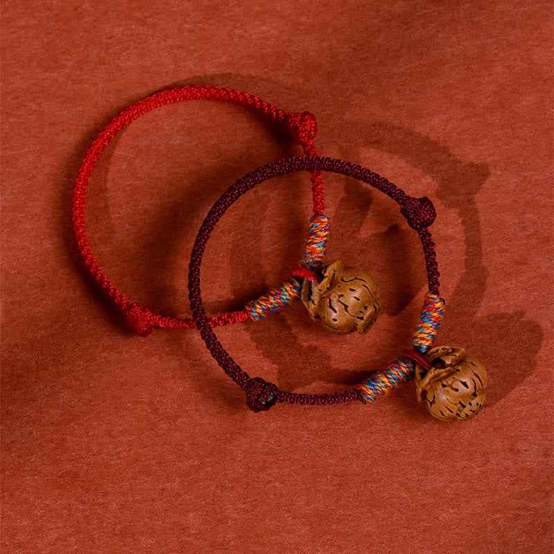 Fortune Jewel Plaited Peach Pit Red String Strength Adjustable Cats Dogs Pet Collar