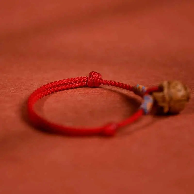 Fortune Jewel Plaited Peach Pit Red String Strength Adjustable Cats Dogs Pet Collar