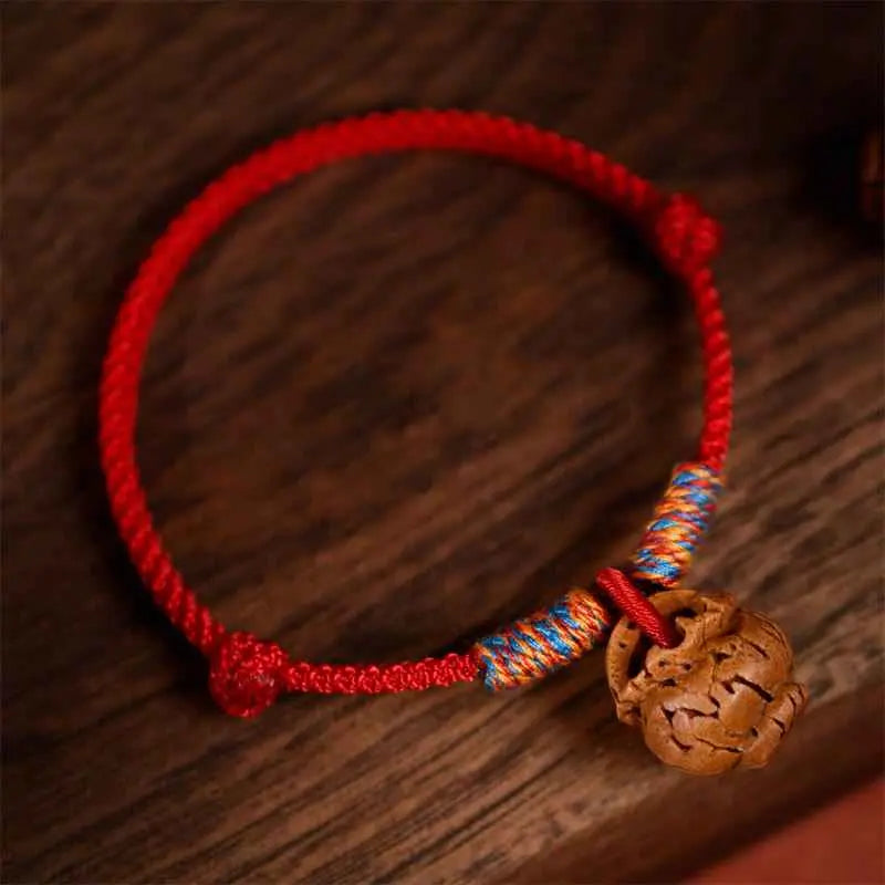 Fortune Jewel Plaited Peach Pit Red String Strength Adjustable Cats Dogs Pet Collar