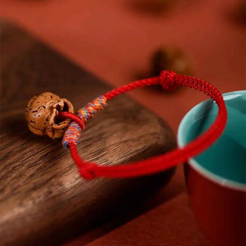 Fortune Jewel Plaited Peach Pit Red String Strength Adjustable Cats Dogs Pet Collar