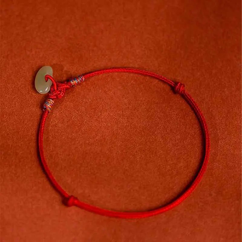 Fortune Jewel Red String Plaited Jade Protection Adjustable Cats Dogs Pet Collar