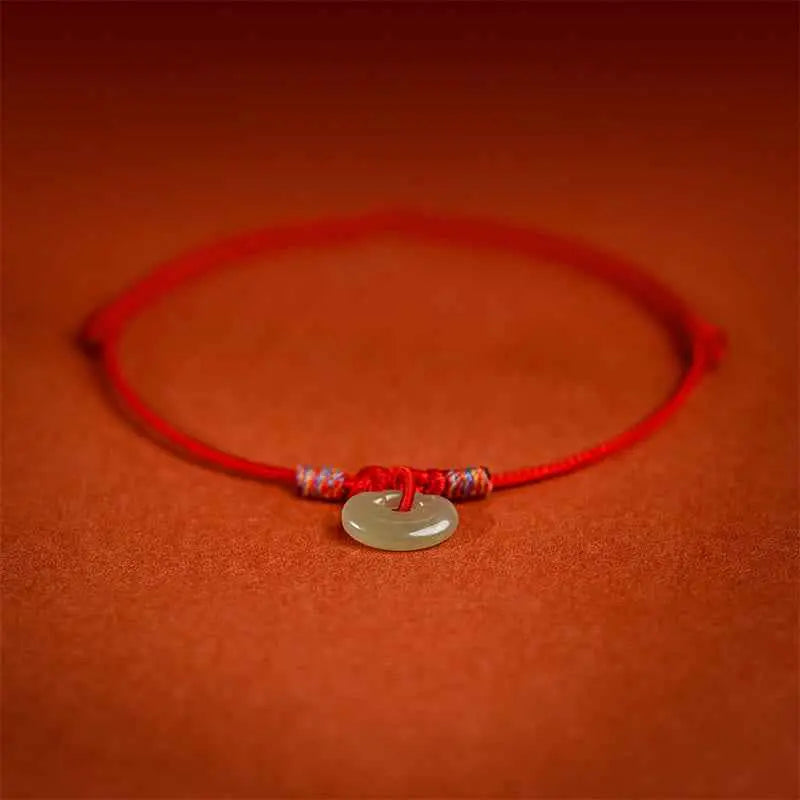 Fortune Jewel Red String Plaited Jade Protection Adjustable Cats Dogs Pet Collar