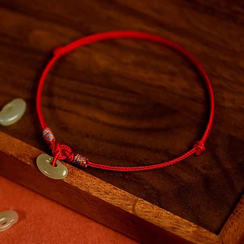 Fortune Jewel Red String Plaited Jade Protection Adjustable Cats Dogs Pet Collar