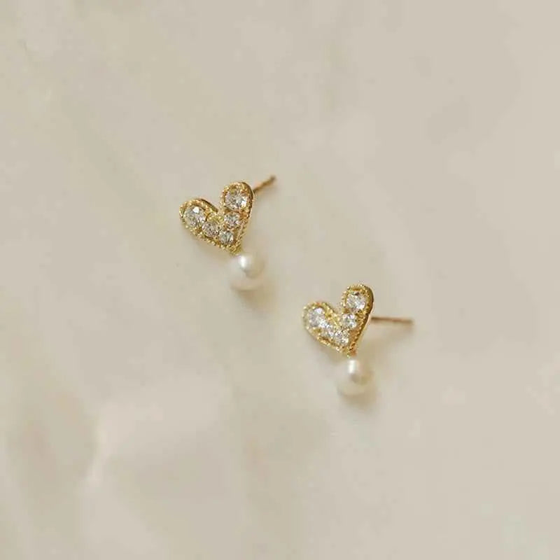 Fortune Jewel 925 Sterling Silver Plated With Gold Heart Design Sincerity Earrings
