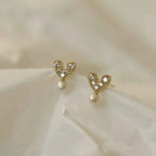 Fortune Jewel 925 Sterling Silver Plated With Gold Heart Design Sincerity Earrings