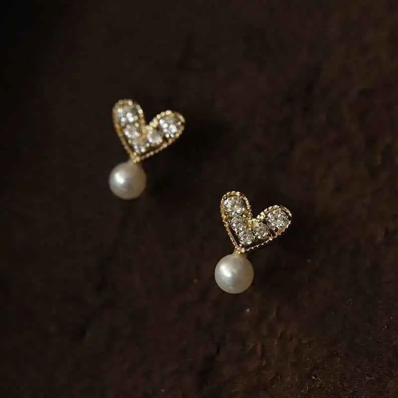 Fortune Jewel 925 Sterling Silver Plated With Gold Heart Design Sincerity Earrings