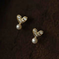 Fortune Jewel 925 Sterling Silver Plated With Gold Heart Design Sincerity Earrings