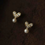 Fortune Jewel 925 Sterling Silver Plated With Gold Heart Design Sincerity Earrings