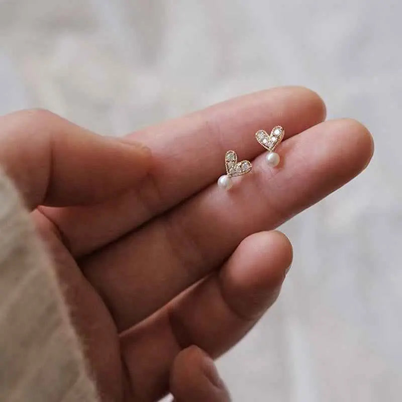 Fortune Jewel 925 Sterling Silver Plated With Gold Heart Design Sincerity Earrings