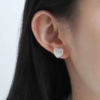 Fortune Jewel Retro Pearl Heart Shape Design Wisdom Stud Earrings