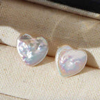 Fortune Jewel Retro Pearl Heart Shape Design Wisdom Stud Earrings
