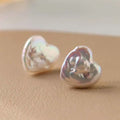 Fortune Jewel Retro Pearl Heart Shape Design Wisdom Stud Earrings