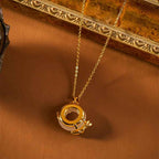 Buddha Stones Lotus Peace Buckle Peace Necklace Pendant