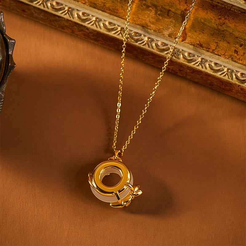 Buddha Stones Lotus Peace Buckle Peace Necklace Pendant