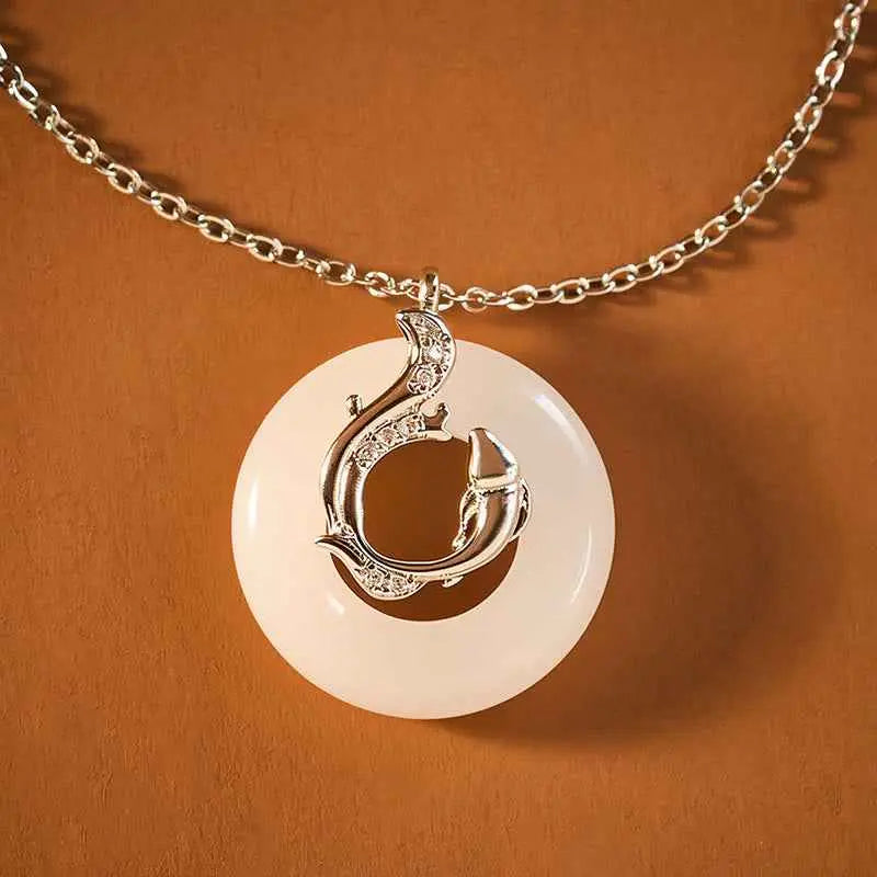 Fortune Jewel Koi Fish Peace Buckle Auspicious Necklace Pendant