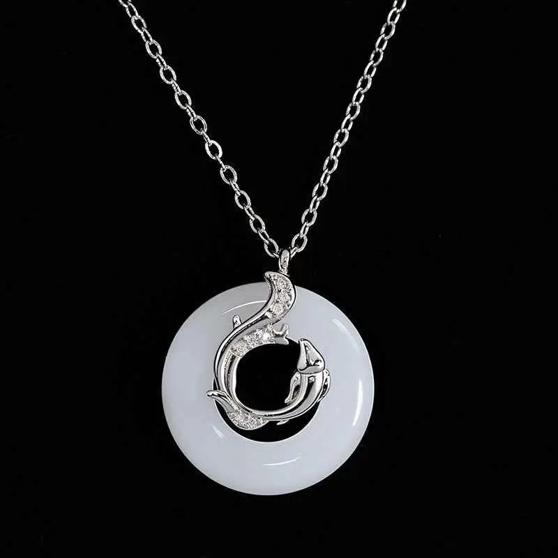 Fortune Jewel Koi Fish Peace Buckle Auspicious Necklace Pendant