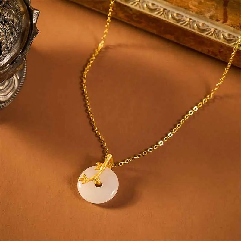 Fortune Jewel Bamboo Peace Buckle Auspicious Necklace Pendant