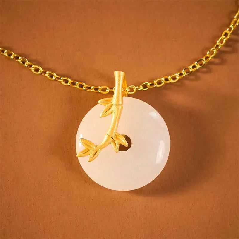 Fortune Jewel Bamboo Peace Buckle Auspicious Necklace Pendant