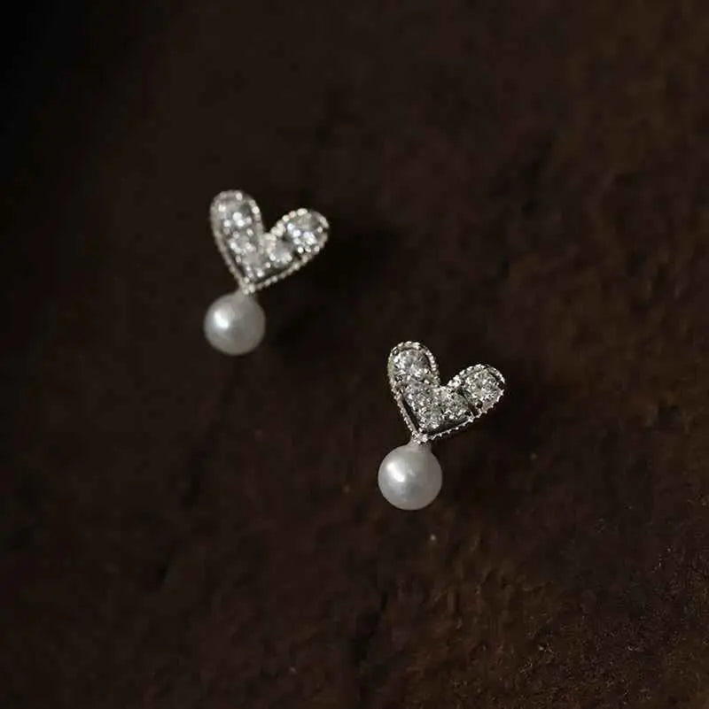 Fortune Jewel 925 Sterling Silver Plated With Gold Heart Design Sincerity Earrings