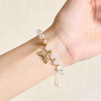 Fortune Jewel Natural Aquamarine Gold-Plated Copper Fish Tail Serenity Bracelet