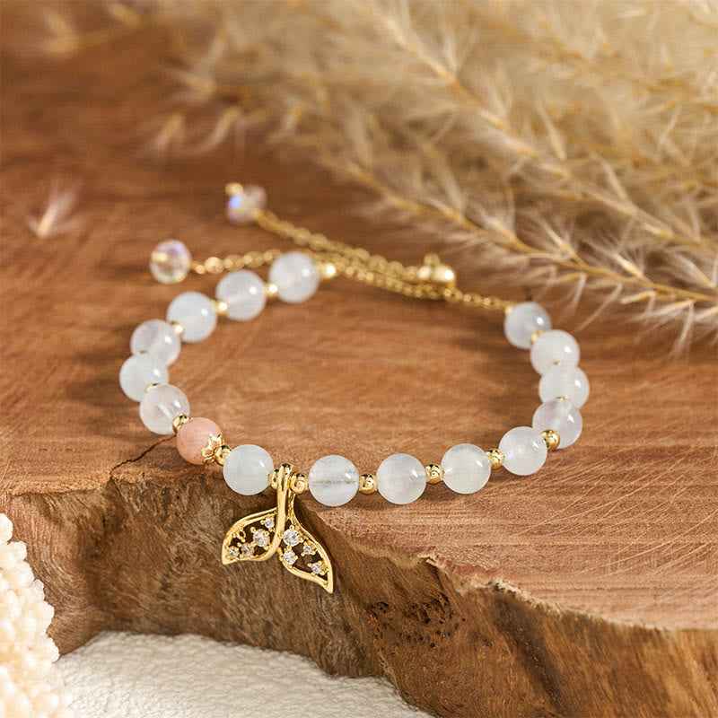 Fortune Jewel Natural Aquamarine Gold-Plated Copper Fish Tail Serenity Bracelet