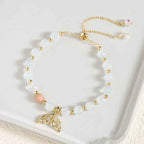 Fortune Jewel Natural Aquamarine Gold-Plated Copper Fish Tail Serenity Bracelet