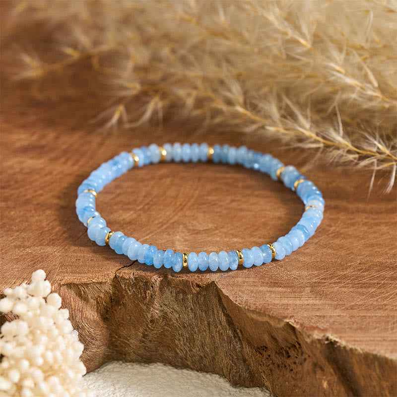 Fortune Jewel Natural Aquamarine Fine 4mm Bead Pearl Serenity Bracelet
