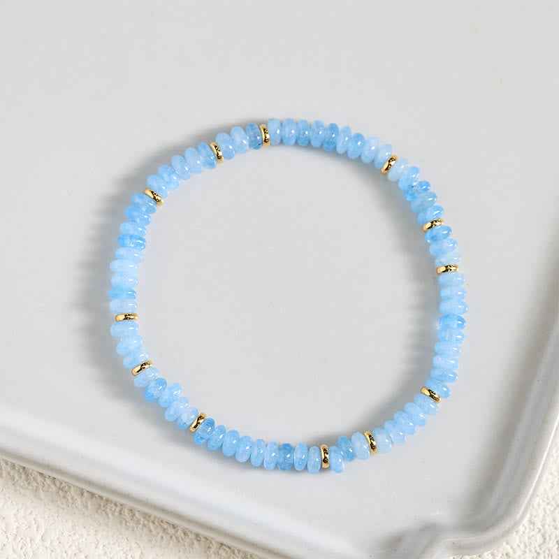 Fortune Jewel Natural Aquamarine Fine 4mm Bead Pearl Serenity Bracelet