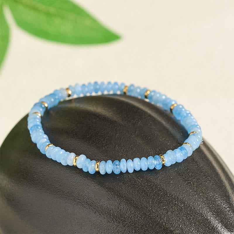 Fortune Jewel Natural Aquamarine Fine 4mm Bead Pearl Serenity Bracelet