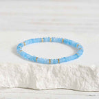 Fortune Jewel Natural Aquamarine Fine 4mm Bead Pearl Serenity Bracelet