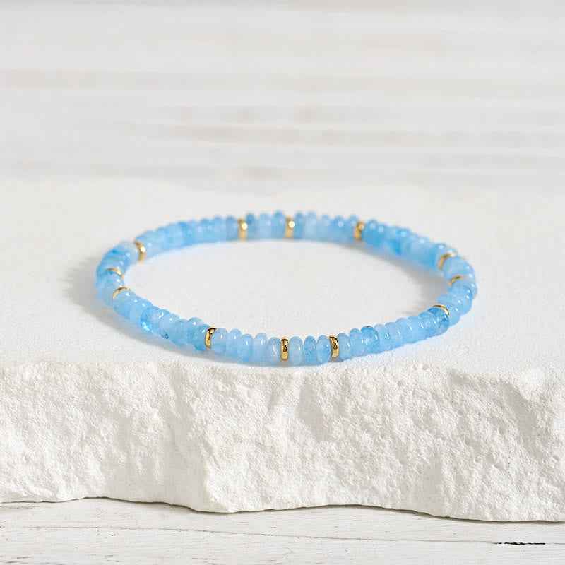 Fortune Jewel Natural Aquamarine Fine 4mm Bead Pearl Serenity Bracelet